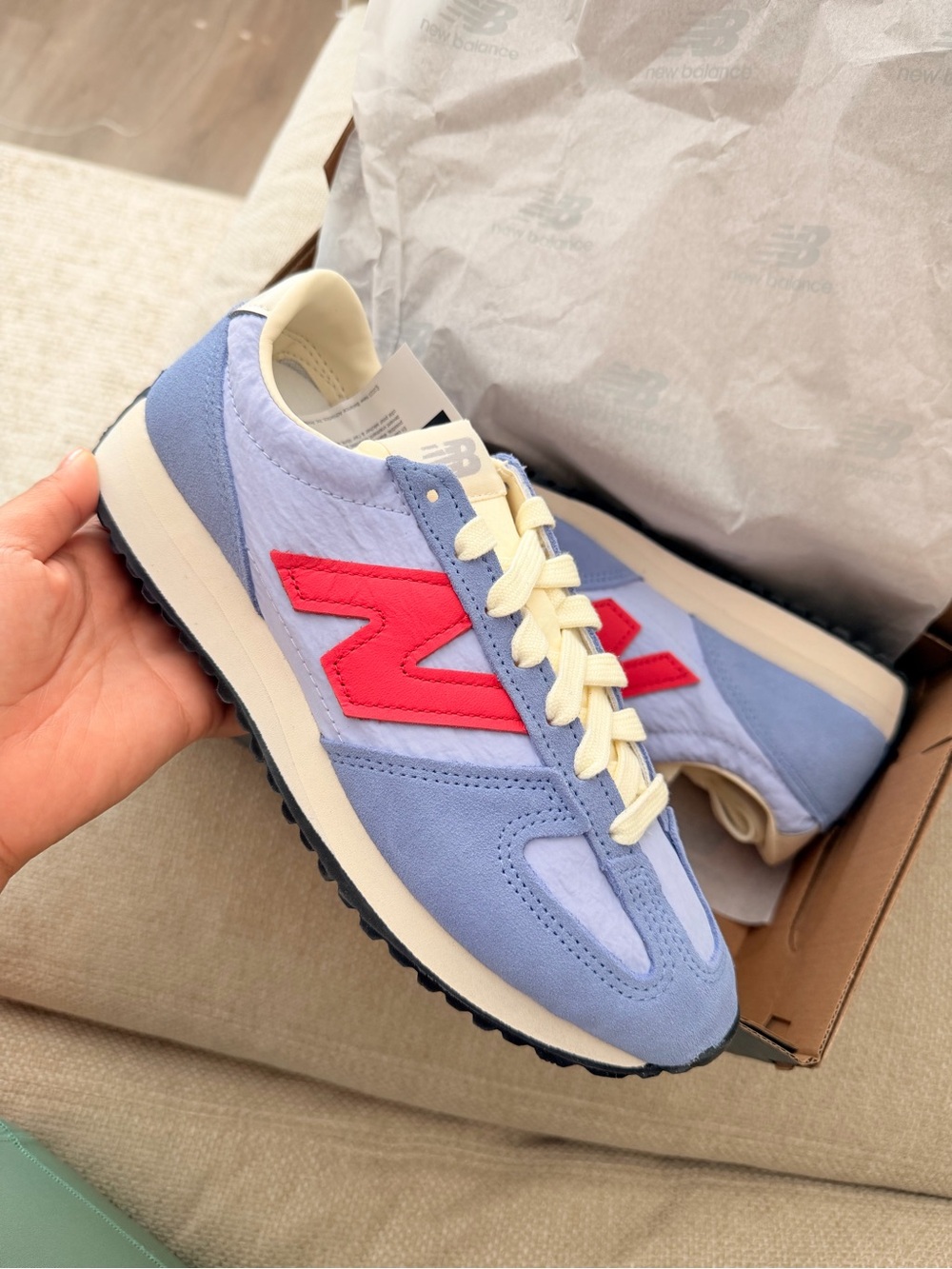 New Balance Men's Sneakers - Light Blue with Red 'N' Accent